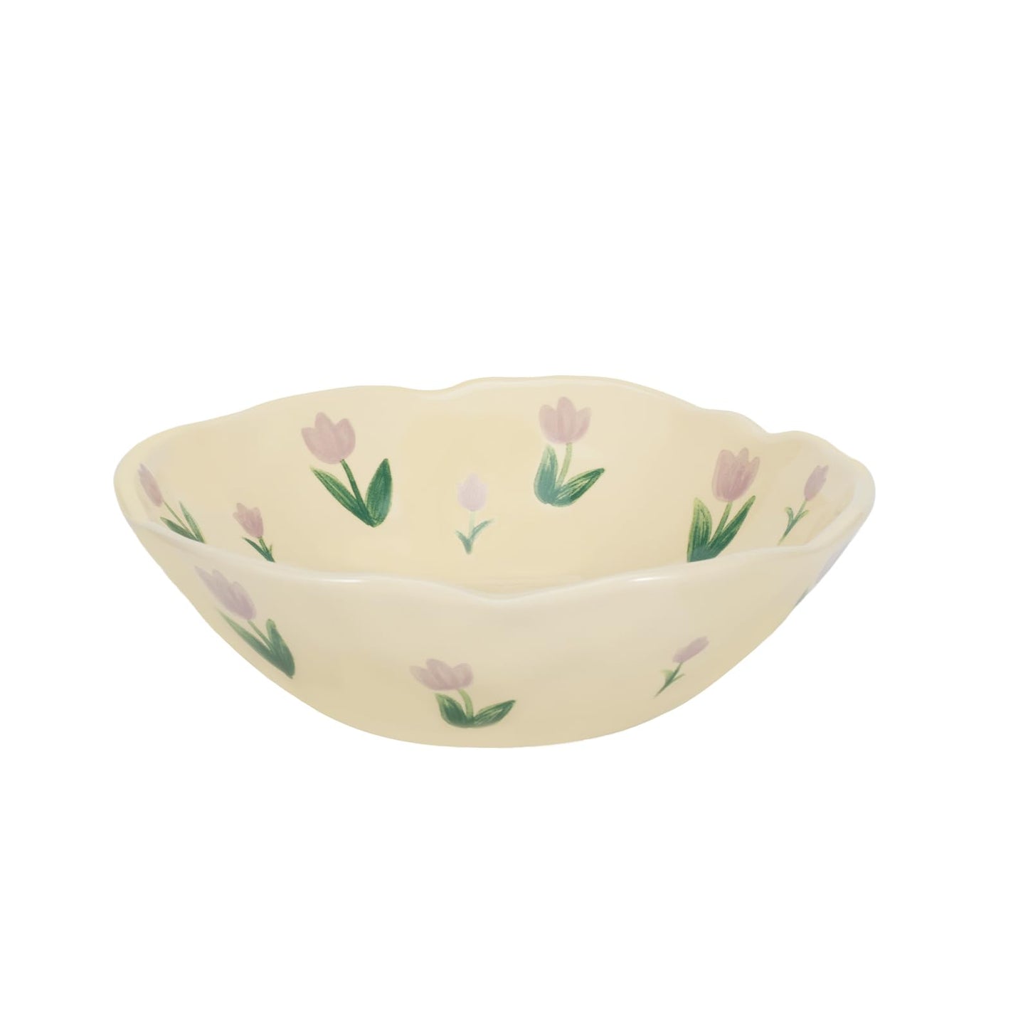 Painted Tulip Ceramic Bowl Purple