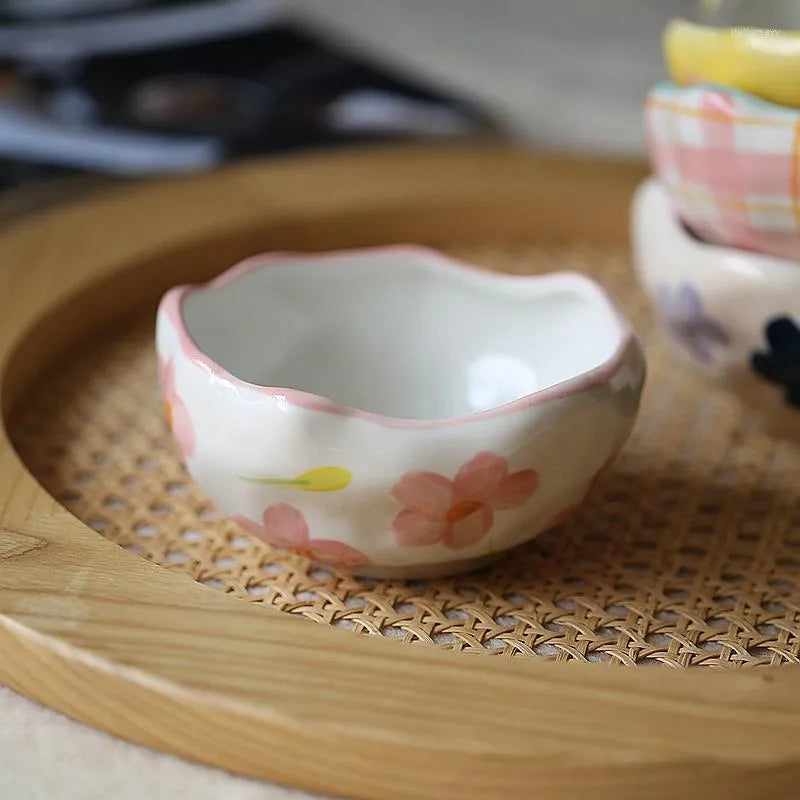 Painted Flower Ceramic Bowl Pink