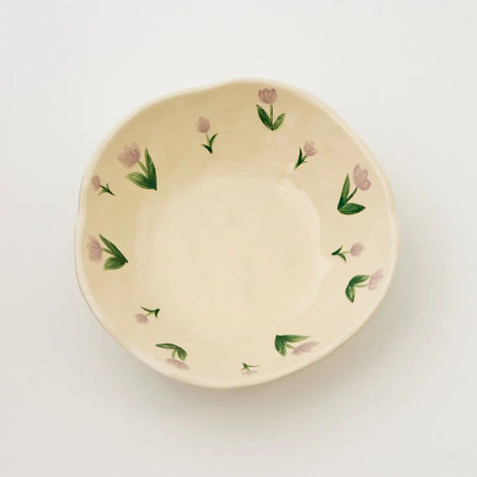 Painted Tulip Ceramic Bowl Purple